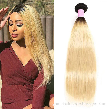 8-40 inch Blonde Weave Virgin Raw Straight Human Hair Machine Double Weft 613 Bundles